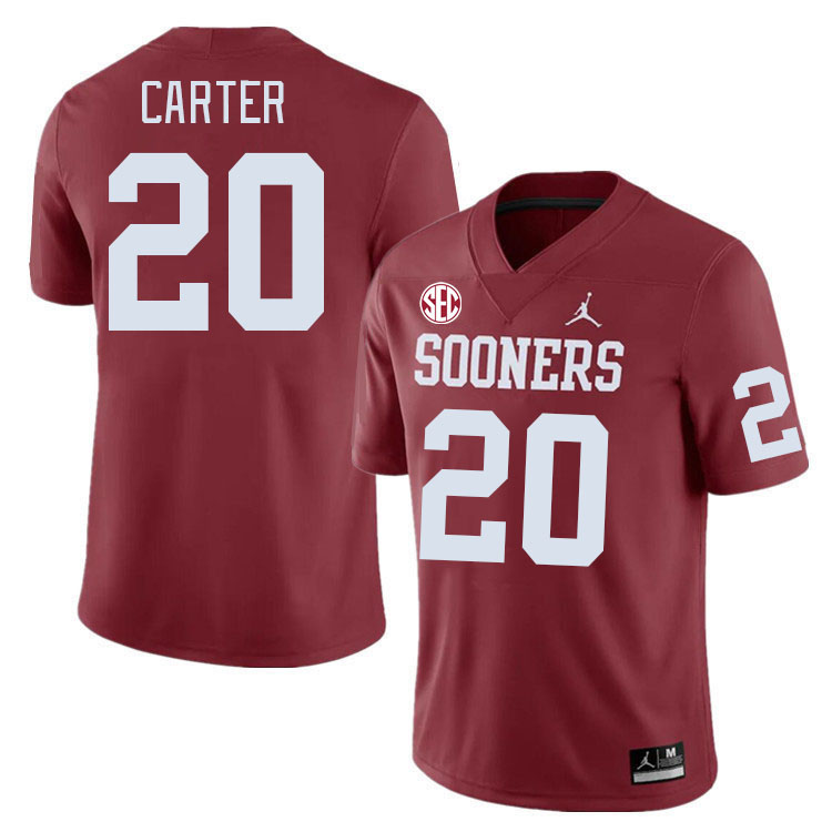 #20 Lewis Carter Oklahoma Sooners 2024 SEC Conference College Football Jerseys-Crimson